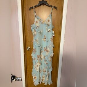 a new day Light Blue Floral Ruffle Maxi Dress